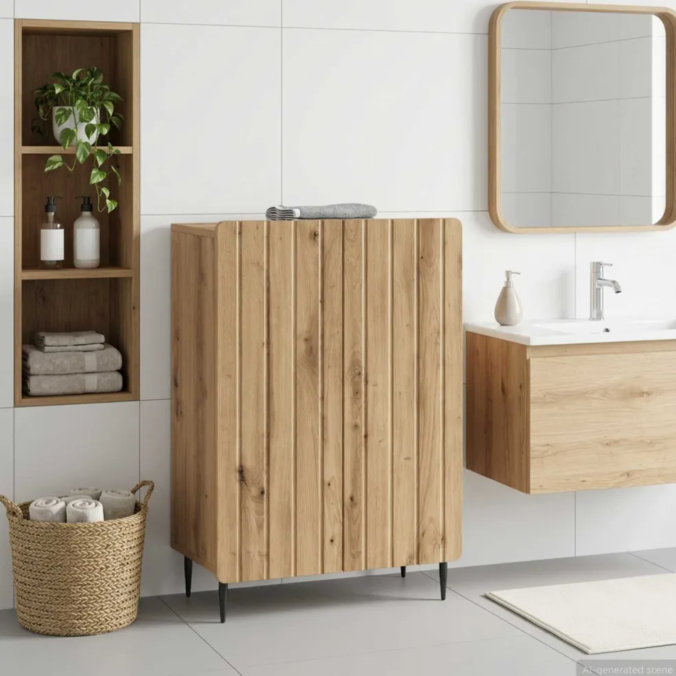 vidaXL Badkamer Opbergkast ZWOLLE Artisanaal eiken 59,5 x 31 x 79,5 cm