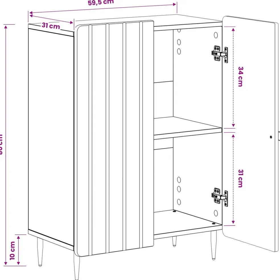 vidaXL Badkamer Opbergkast ZWOLLE Artisanaal eiken 59,5 x 31 x 79,5 cm