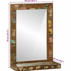 vidaXL Badkamer Spiegel Bruin 50 x 22 x 70 cm Massief Gerecycled Hout