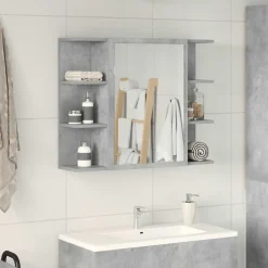 vidaXL Badkamerspiegelkast 80x20,5x64 cm bewerkt hout betongrijs