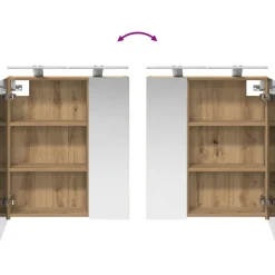 vidaXL Badkamer spiegelkast Artisanaal eiken 60 x 14,5 x 70 cm