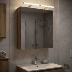 vidaXL Badkamer spiegelkast Artisanaal eiken 60 x 14,5 x 70 cm