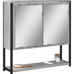 vidaXL Badkamerspiegelkast 60x16x60 cm bewerkt hout grijs sonoma eiken