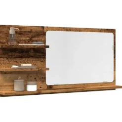 vidaXL Badkamerspiegelkast 90x11x45 cm bewerkt hout oud houtkleurig