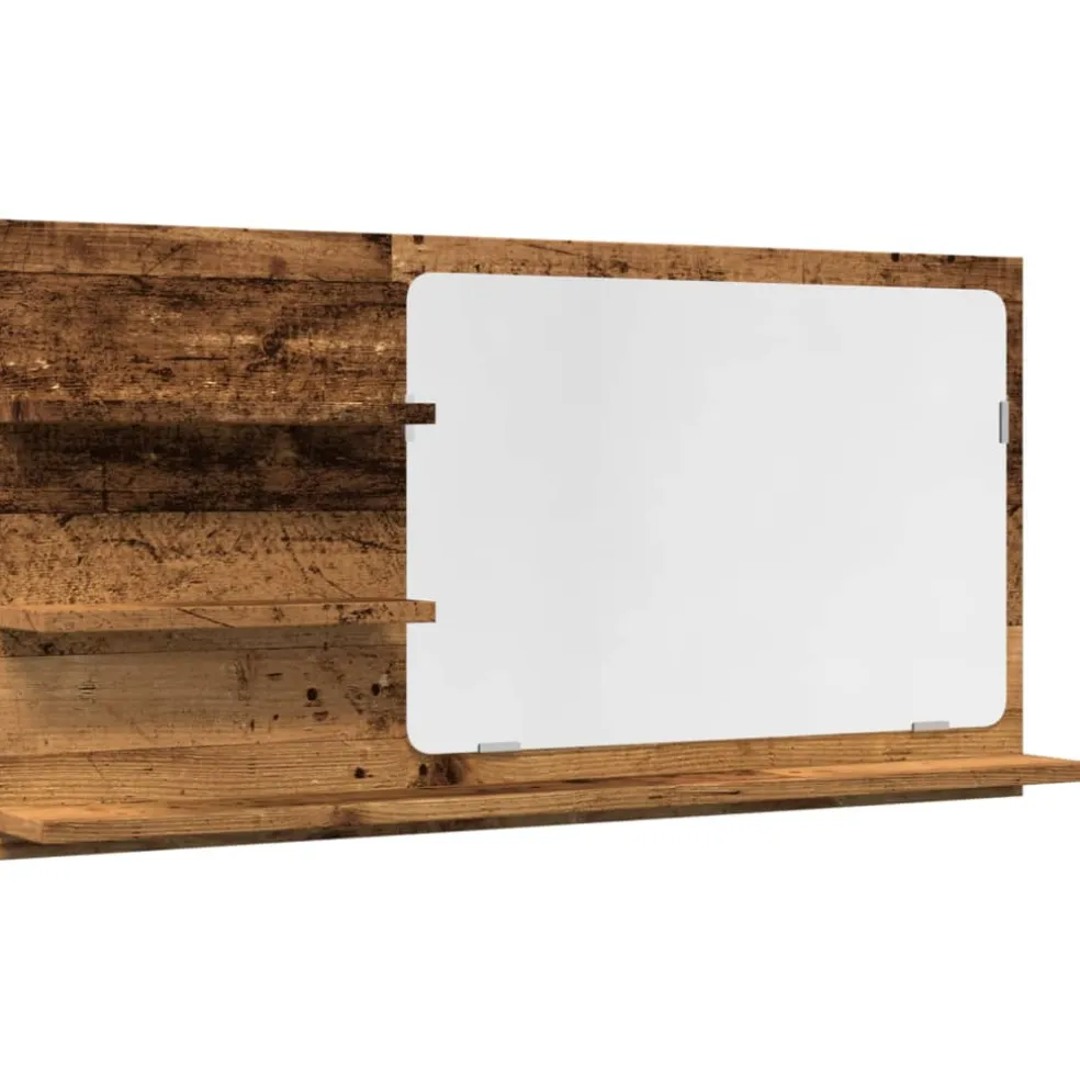 vidaXL Badkamerspiegelkast 90x11x45 cm bewerkt hout oud houtkleurig