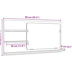 vidaXL Badkamerspiegelkast 90x11x45 cm bewerkt hout oud houtkleurig