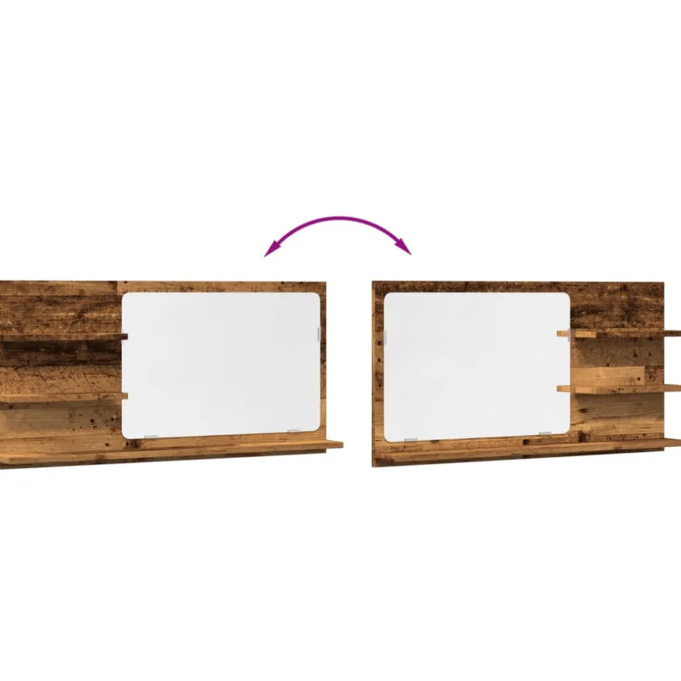 vidaXL Badkamerspiegelkast 90x11x45 cm bewerkt hout oud houtkleurig