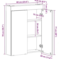 vidaXL Badkamer spiegelkast TULUM Sonoma Eiken 60 x 16,5 x 78 cm