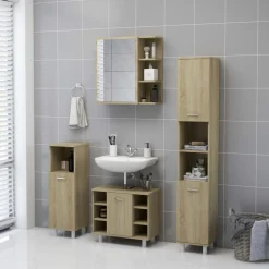 vidaXL Badkamerspiegelkast 62,5x20,5x64 cm bewerkt hout sonoma eiken