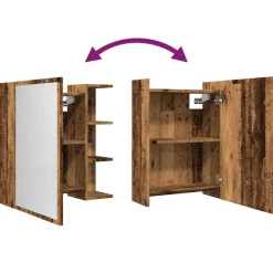 vidaXL Badkamerspiegelkast 62,5x20,5x64cm bewerkt hout oud houtkleurig