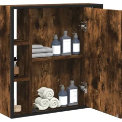 vidaXL Badkamerspiegelkast 60x16x60 cm bewerkt hout gerookt eikenkleur