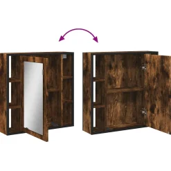 vidaXL Badkamerspiegelkast 60x16x60 cm bewerkt hout gerookt eikenkleur