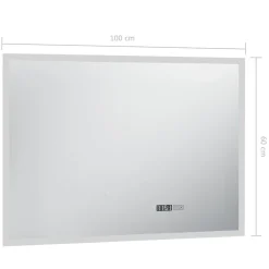 vidaXL Badkamerspiegel LED met aanraaksensor en tijdweergave 100x60 cm