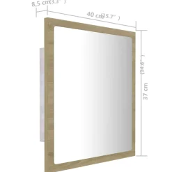 vidaXL Badkamerspiegel LED 40x8,5x37 cm acryl sonoma eikenkleurig