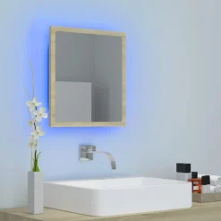 vidaXL Badkamerspiegel LED 40x8,5x37 cm acryl sonoma eikenkleurig