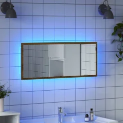 vidaXL Badkamerspiegel LED 100x8,5x37 cm bewerkt hout artisanaal eiken