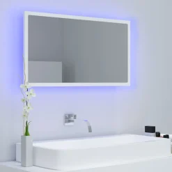 vidaXL Badkamerspiegel LED 80x8,5x37 cm acryl wit