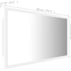vidaXL Badkamerspiegel LED 80x8,5x37 cm acryl wit