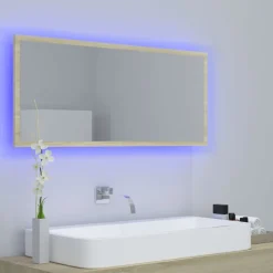 vidaXL Badkamerspiegel LED 100x8,5x37 cm acryl sonoma eikenkleurig