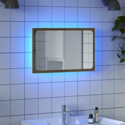 vidaXL Badkamerspiegel met LED 60x8,5x38 cm artisanaal eikenkleurig