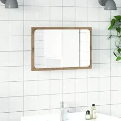 vidaXL Badkamerspiegel met LED 60x8,5x38 cm artisanaal eikenkleurig