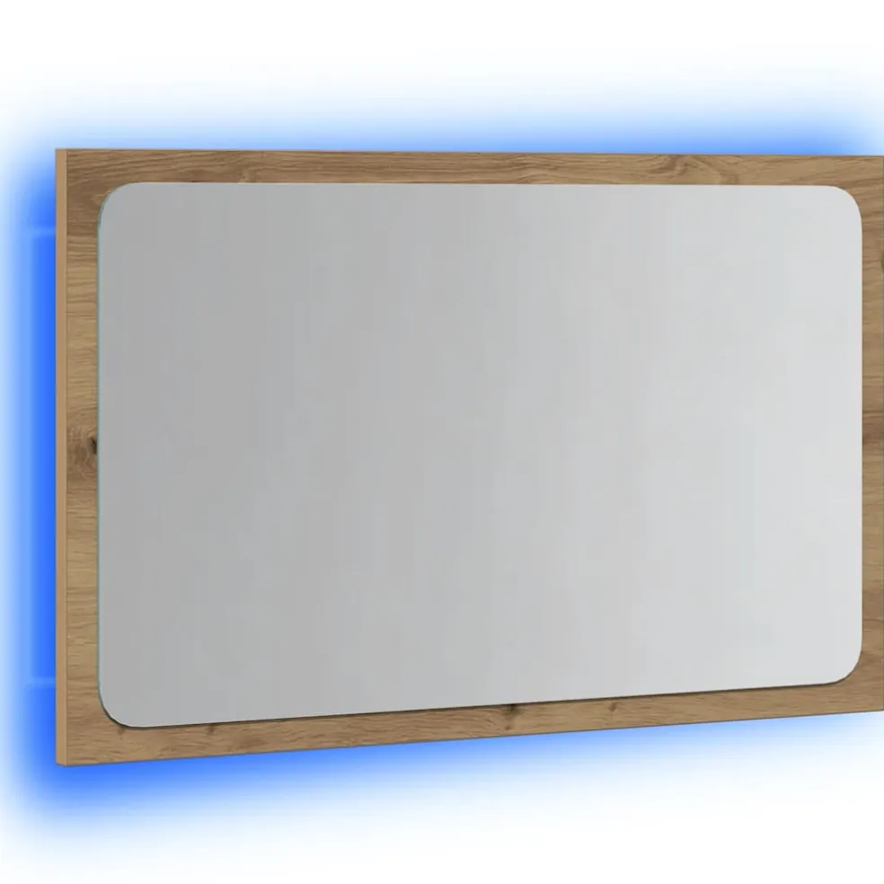 vidaXL Badkamerspiegel met LED 60x8,5x38 cm artisanaal eikenkleurig