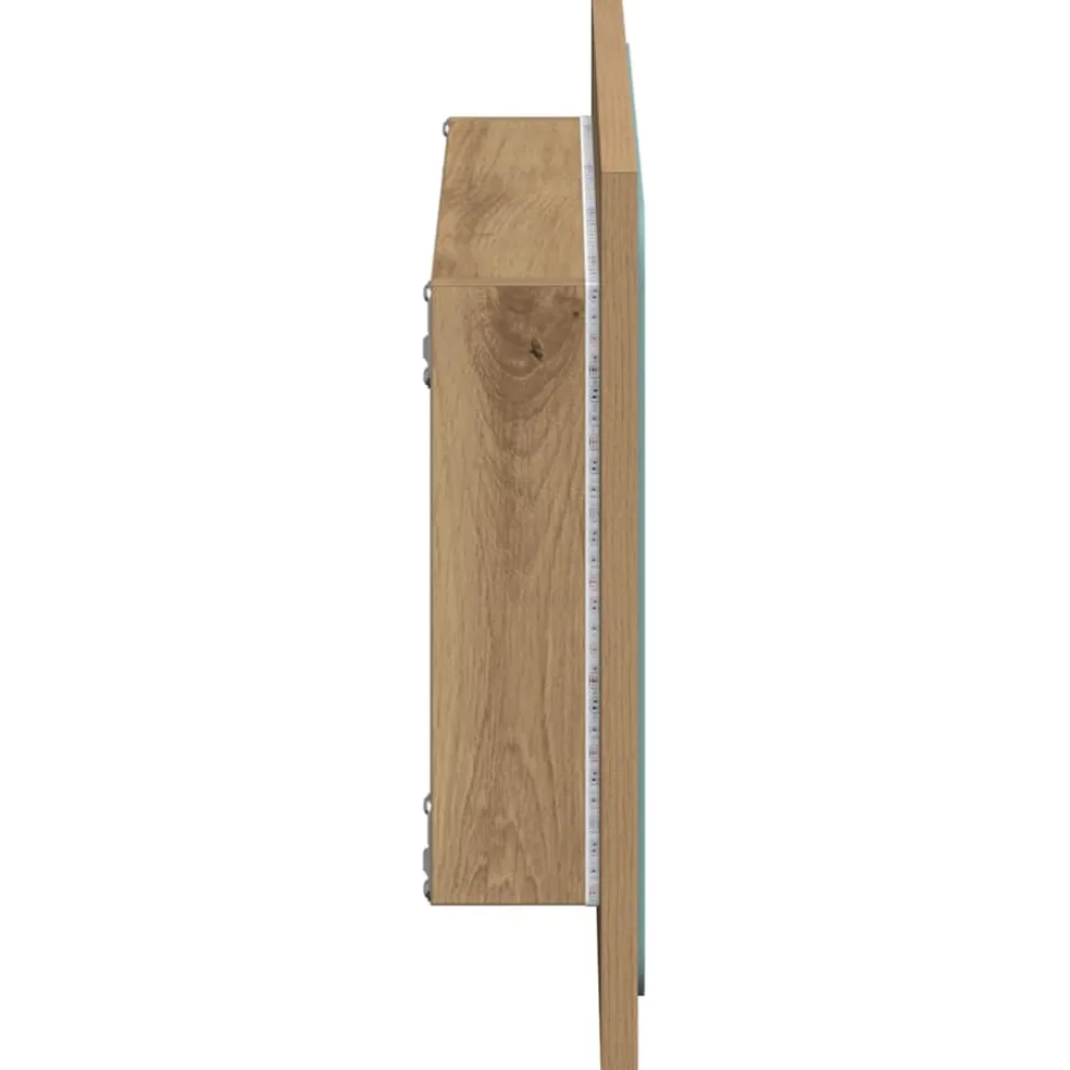 vidaXL Badkamerspiegel met LED 60x8,5x38 cm artisanaal eikenkleurig