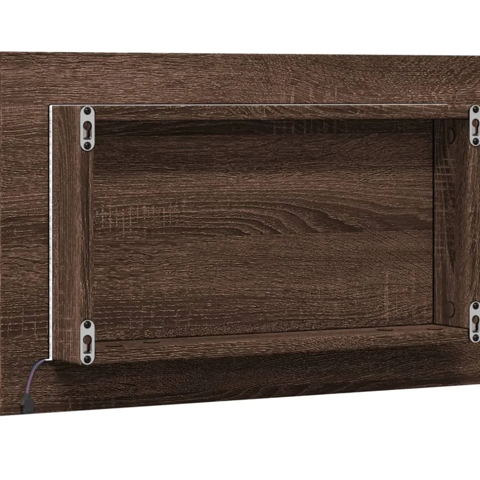 vidaXL Badkamerspiegel met LED 60x8,5x38 cm bewerkt hout bruin eiken