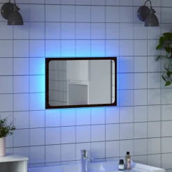 vidaXL Badkamerspiegel met LED 60x8,5x38 cm bewerkt hout bruin eiken