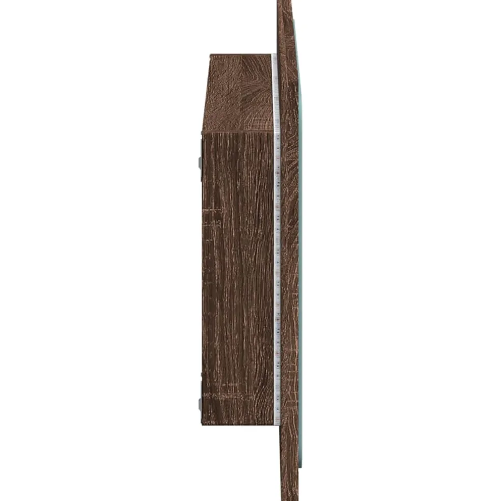vidaXL Badkamerspiegel met LED 60x8,5x38 cm bewerkt hout bruin eiken