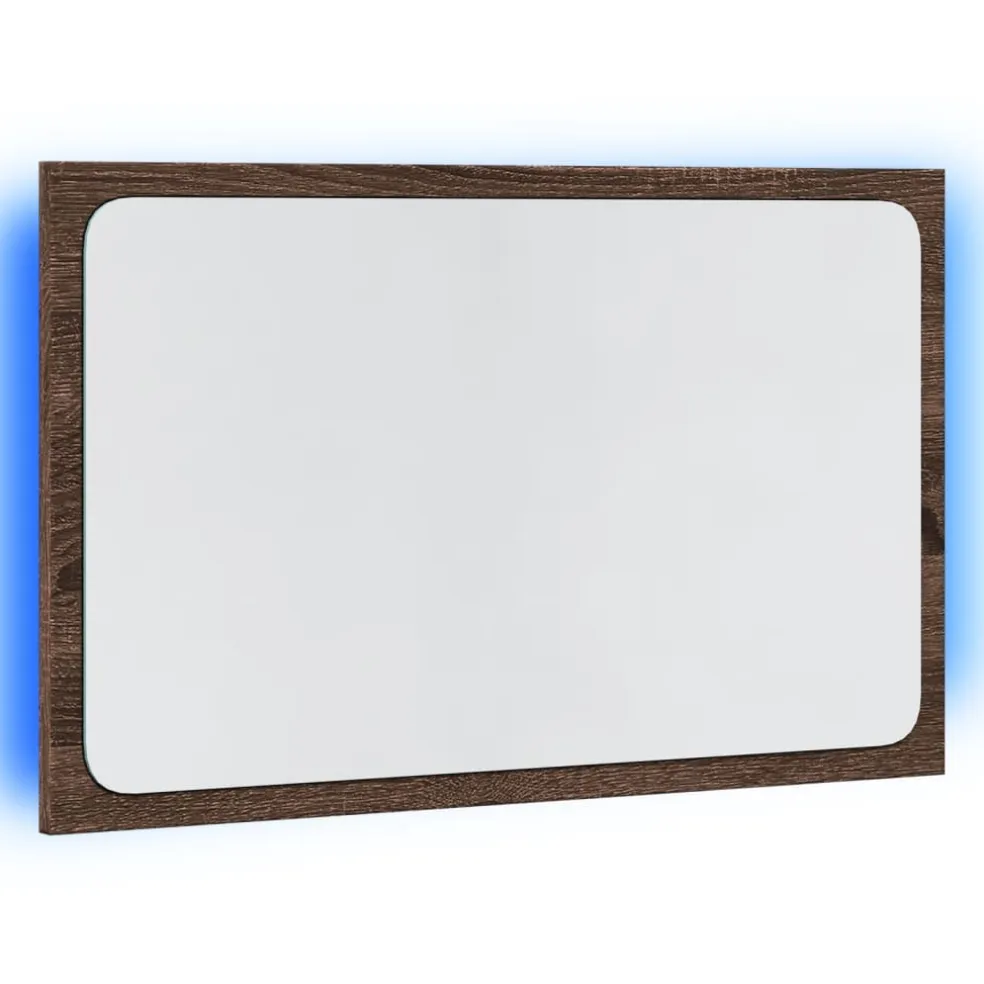vidaXL Badkamerspiegel met LED 60x8,5x38 cm bewerkt hout bruin eiken