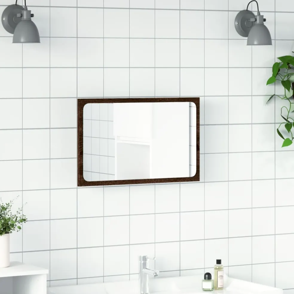 vidaXL Badkamerspiegel met LED 60x8,5x38 cm bewerkt hout bruin eiken