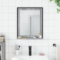 vidaXL Badkamerspiegel met schap 50x12x60 cm hout grijs sonoma eiken