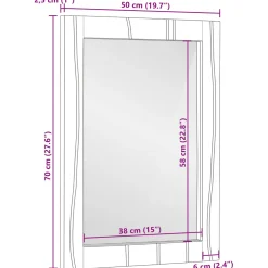 vidaXL Badkamer Spiegel Wit 50 x 2,5 x 70 cm Rechthoekig