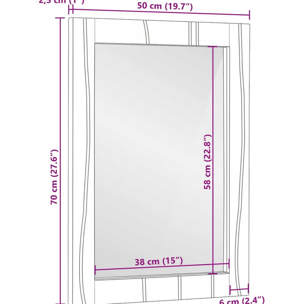 vidaXL Badkamer Spiegel Wit 50 x 2,5 x 70 cm Rechthoekig