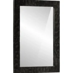 vidaXL Badkamerspiegel 50x70x2,5 cm massief mangohout en glas zwart