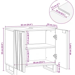 vidaXL Badkamertenk te kast Wit 62 x 33 x 58 cm Bewerkt hout