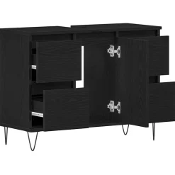 vidaXL Badkamertenk te kast Zwart Eiken 80 x 33 x 60 cm Bewerkt hout