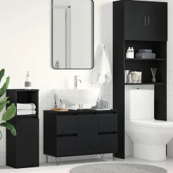 vidaXL Badkamertenk te kast Zwart Eiken 80 x 33 x 60 cm Bewerkt hout
