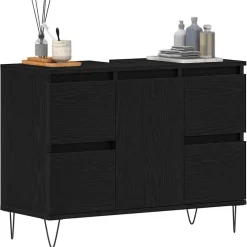 vidaXL Badkamertenk te kast Zwart Eiken 80 x 33 x 60 cm Bewerkt hout