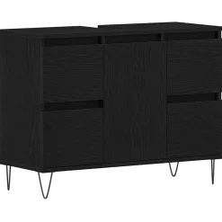 vidaXL Badkamertenk te kast Zwart Eiken 80 x 33 x 60 cm Bewerkt hout
