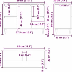 vidaXL Badkamertenk te kast Zwart Eiken 80 x 33 x 60 cm Bewerkt hout