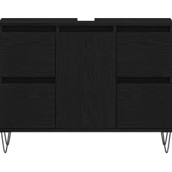vidaXL Badkamertenk te kast Zwart Eiken 80 x 33 x 60 cm Bewerkt hout