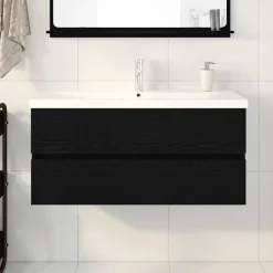vidaXL Badkamertenk te kast Zwart Eiken 100 x 39 x 62 cm Bewerkt hout