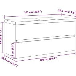 vidaXL Badkamertenk te kast Zwart Eiken 100 x 39 x 62 cm Bewerkt hout