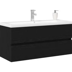 vidaXL Badkamertenk te kast Zwart Eiken 100 x 39 x 62 cm Bewerkt hout