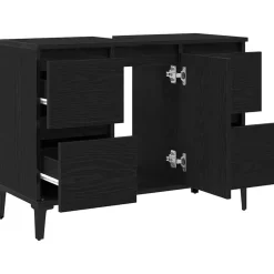 vidaXL Badkamertenk te kast Zwart Eiken 80 x 33 x 60 cm Bewerkt hout