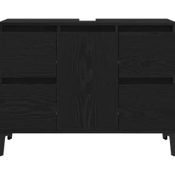 vidaXL Badkamertenk te kast Zwart Eiken 80 x 33 x 60 cm Bewerkt hout