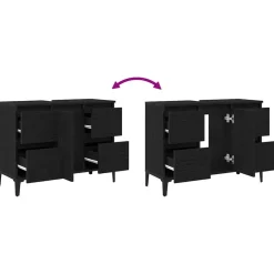 vidaXL Badkamertenk te kast Zwart Eiken 80 x 33 x 60 cm Bewerkt hout