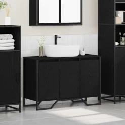 vidaXL Badkamertenk te kast Zwart Eiken 91 x 35 x 60 cm Bewerkt hout